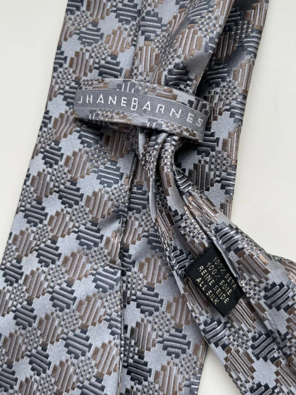 Jhane Barnes Silver Silk Tie party vintage futuristic metallic formal celebrate
